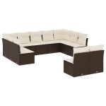 vidaXL Set canapele de grădină cu perne, 11 piese, maro, poliratan