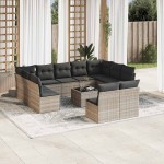 vidaXL Set canapele de grădină cu perne, 12piese gri deschis poliratan vidaXL Set canapele de grădină cu perne, 12piese gri deschis poliratan