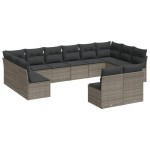 vidaXL Set canapea de grădină cu perne, 12 piese, gri, poliratan vidaXL Set canapea de grădină cu perne, 12 piese, gri, poliratan