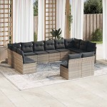 vidaXL Set canapele de grădină cu perne, 12piese gri deschis poliratan vidaXL Set canapele de grădină cu perne, 12piese gri deschis poliratan