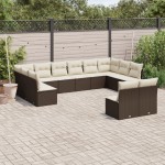 vidaXL Set canapele de grădină cu perne, 12 piese, maro, poliratan vidaXL Set canapele de grădină cu perne, 12 piese, maro, poliratan