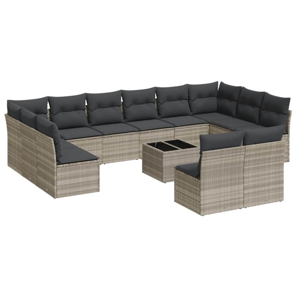 vidaXL Set canapele de grădină cu perne, 13piese gri deschis poliratan
