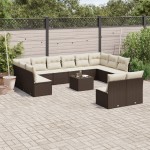 vidaXL Set canapele de grădină cu perne, 13 piese, maro, poliratan vidaXL Set canapele de grădină cu perne, 13 piese, maro, poliratan