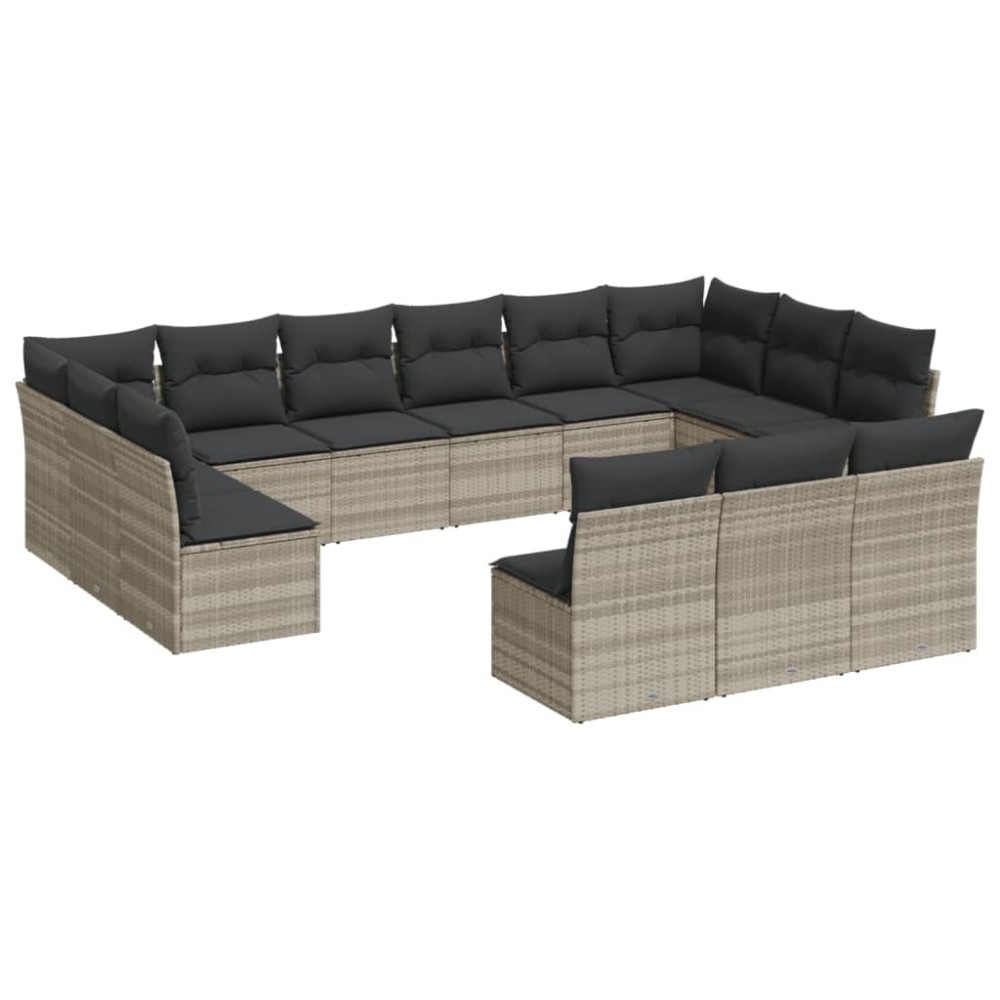 vidaXL Set canapele de grădină cu perne, 13piese gri deschis poliratan