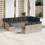 vidaXL Set canapele de grădină cu perne, 13piese gri deschis poliratan