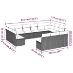 vidaXL Set canapele de grădină cu perne, 13piese gri deschis poliratan