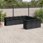 vidaXL Set canapele de grădină cu perne, 11 piese, negru, poliratan vidaXL Set canapele de grădină cu perne, 11 piese, negru, poliratan