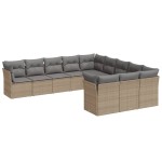vidaXL Set canapele de grădină cu perne, 11 piese, bej, poliratan