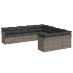 vidaXL Set canapele de grădină cu perne, 11 piese, gri, poliratan vidaXL Set canapele de grădină cu perne, 11 piese, gri, poliratan