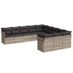 vidaXL Set canapele de grădină cu perne, 11 piese, gri, poliratan