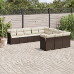 vidaXL Set canapele de grădină cu perne, 11 piese, maro, poliratan vidaXL Set canapele de grădină cu perne, 11 piese, maro, poliratan