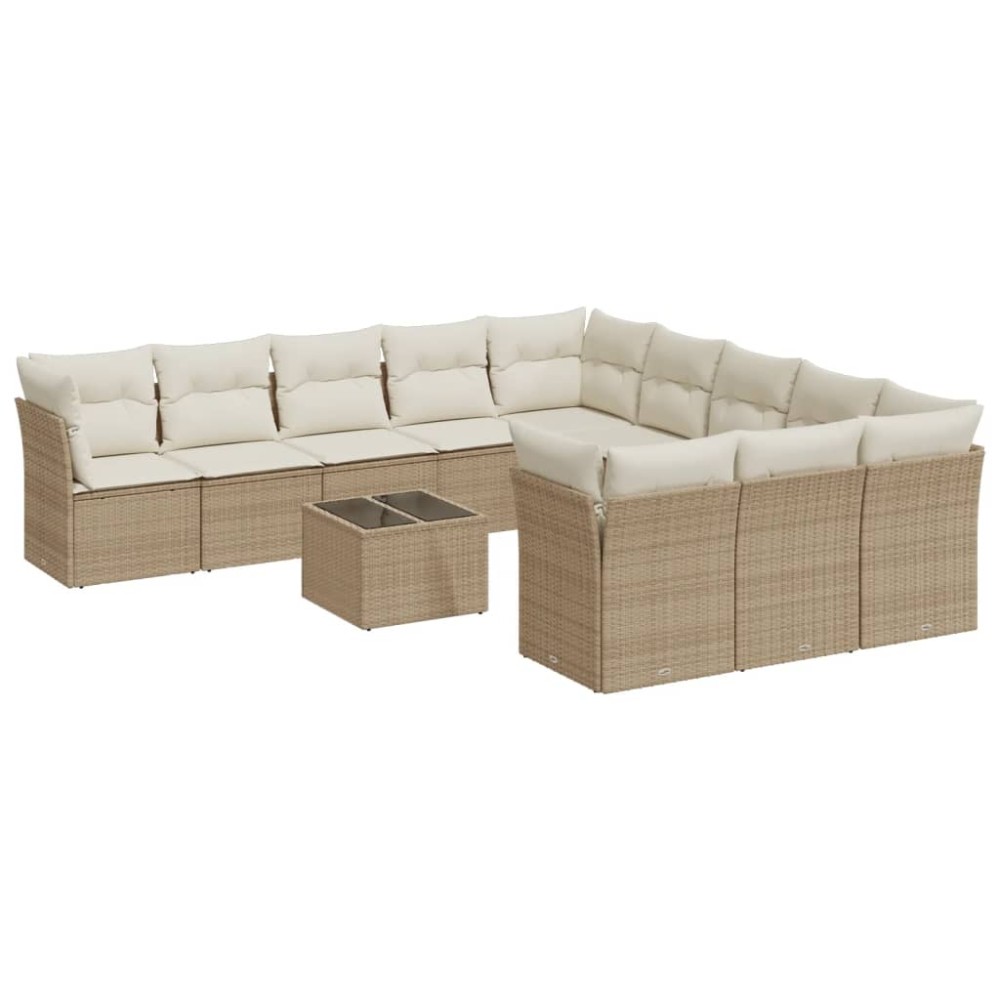vidaXL Set canapele de grădină cu perne, 12 piese, bej, poliratan