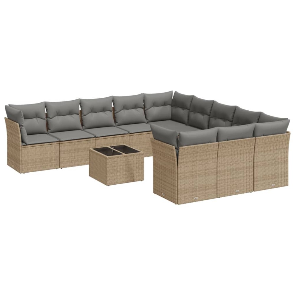 vidaXL Set canapele de grădină cu perne, 12 piese, bej, poliratan