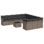 vidaXL Set canapea de grădină cu perne, 12 piese, gri, poliratan vidaXL Set canapea de grădină cu perne, 12 piese, gri, poliratan