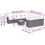 vidaXL Set canapea de grădină cu perne, 12 piese, gri, poliratan vidaXL Set canapea de grădină cu perne, 12 piese, gri, poliratan