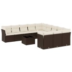 vidaXL Set canapele de grădină cu perne, 12 piese, maro, poliratan vidaXL Set canapele de grădină cu perne, 12 piese, maro, poliratan