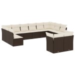 vidaXL Set canapele de grădină cu perne, 12 piese, maro, poliratan vidaXL Set canapele de grădină cu perne, 12 piese, maro, poliratan