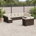 vidaXL Set canapele de grădină cu perne, 12 piese, maro, poliratan vidaXL Set canapele de grădină cu perne, 12 piese, maro, poliratan