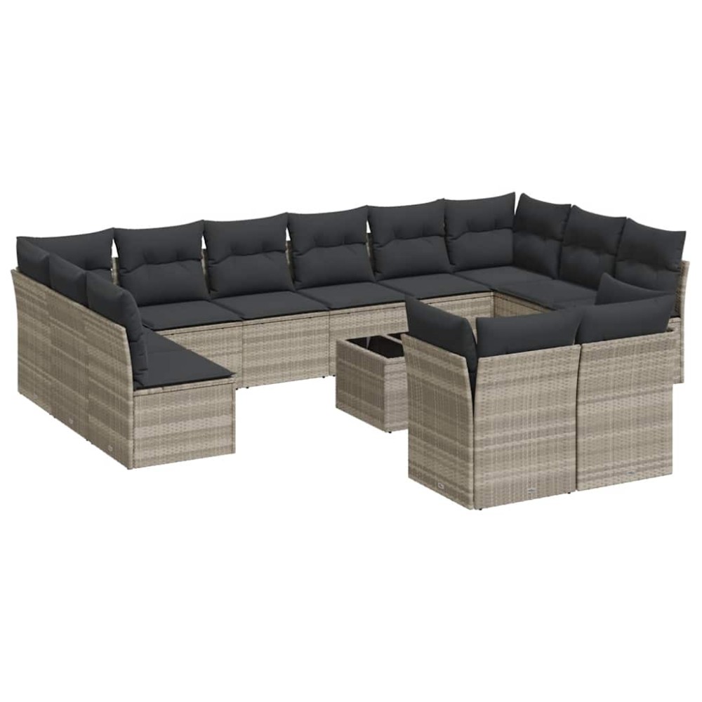 vidaXL Set canapele de grădină cu perne, 13piese gri deschis poliratan