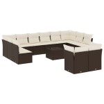 vidaXL Set canapele de grădină cu perne, 13 piese, maro, poliratan vidaXL Set canapele de grădină cu perne, 13 piese, maro, poliratan