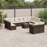 vidaXL Set canapele de grădină cu perne, 13 piese, maro, poliratan vidaXL Set canapele de grădină cu perne, 13 piese, maro, poliratan