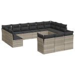vidaXL Set canapele de grădină cu perne, 13piese gri deschis poliratan vidaXL Set canapele de grădină cu perne, 13piese gri deschis poliratan