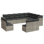 vidaXL Set canapele de grădină cu perne, 12piese gri deschis poliratan vidaXL Set canapele de grădină cu perne, 12piese gri deschis poliratan