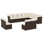 vidaXL Set canapele de grădină cu perne, 12 piese, maro, poliratan vidaXL Set canapele de grădină cu perne, 12 piese, maro, poliratan