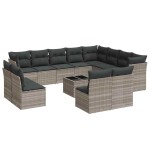 vidaXL Set canapele de grădină cu perne, 13piese gri deschis poliratan vidaXL Set canapele de grădină cu perne, 13piese gri deschis poliratan