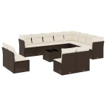 vidaXL Set canapele de grădină cu perne, 13 piese, maro, poliratan vidaXL Set canapele de grădină cu perne, 13 piese, maro, poliratan