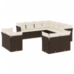 vidaXL Set canapele de grădină cu perne, 11 piese, maro, poliratan vidaXL Set canapele de grădină cu perne, 11 piese, maro, poliratan
