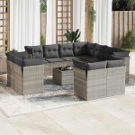 vidaXL Set canapele de grădină cu perne, 12piese gri deschis poliratan vidaXL Set canapele de grădină cu perne, 12piese gri deschis poliratan