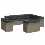 vidaXL Set canapea de grădină cu perne, 12 piese, gri, poliratan vidaXL Set canapea de grădină cu perne, 12 piese, gri, poliratan