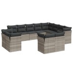 vidaXL Set canapele de grădină cu perne, 12piese gri deschis poliratan vidaXL Set canapele de grădină cu perne, 12piese gri deschis poliratan