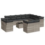 vidaXL Set canapele de grădină cu perne, 13piese gri deschis poliratan vidaXL Set canapele de grădină cu perne, 13piese gri deschis poliratan