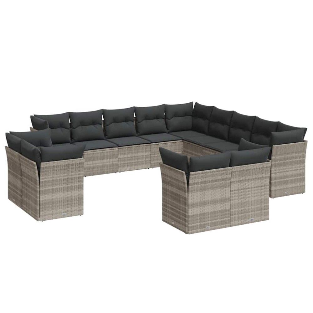 vidaXL Set canapele de grădină cu perne, 13piese gri deschis poliratan