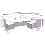 vidaXL Set mobilier de grădină cu perne, 9 piese, negru, poliratan