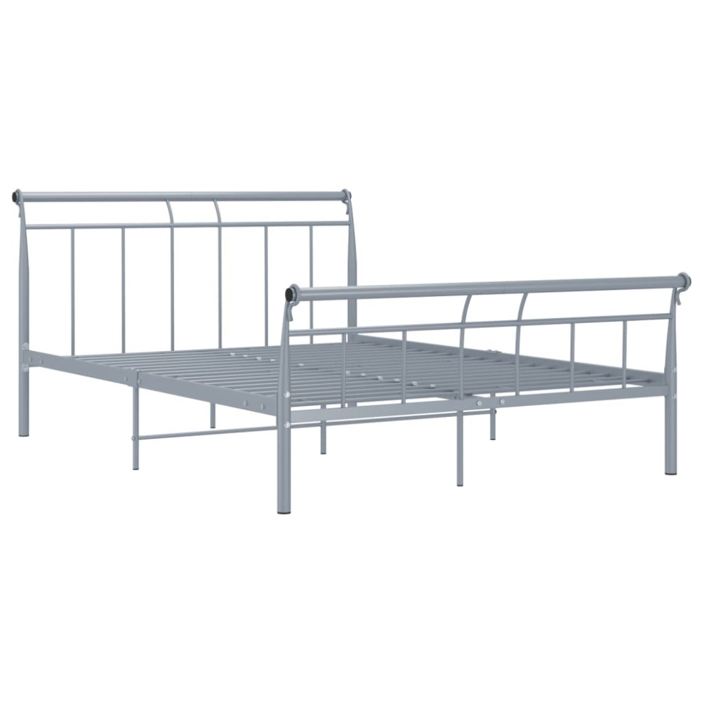 vidaXL Cadru de pat fără saltea, gri, 140 x 200 cm, metal