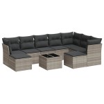 vidaXL Set canapele de grădină cu perne 10 piese gri deschis poliratan vidaXL Set canapele de grădină cu perne 10 piese gri deschis poliratan