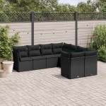 vidaXL Set mobilier de grădină cu perne, 8 piese, negru, poliratan vidaXL Set mobilier de grădină cu perne, 8 piese, negru, poliratan