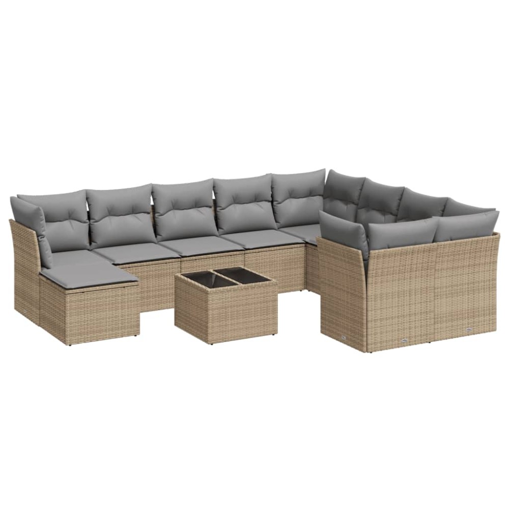 vidaXL Set canapele de grădină cu perne, 11 piese, bej, poliratan