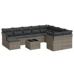 vidaXL Set canapele de grădină cu perne, 11 piese, gri, poliratan