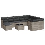 vidaXL Set canapele de grădină cu perne, 11 piese, gri, poliratan vidaXL Set canapele de grădină cu perne, 11 piese, gri, poliratan
