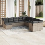 vidaXL Set canapele de grădină cu perne, 11 piese, gri, poliratan vidaXL Set canapele de grădină cu perne, 11 piese, gri, poliratan