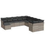 vidaXL Set canapele de grădină cu perne, 11 piese, gri, poliratan vidaXL Set canapele de grădină cu perne, 11 piese, gri, poliratan