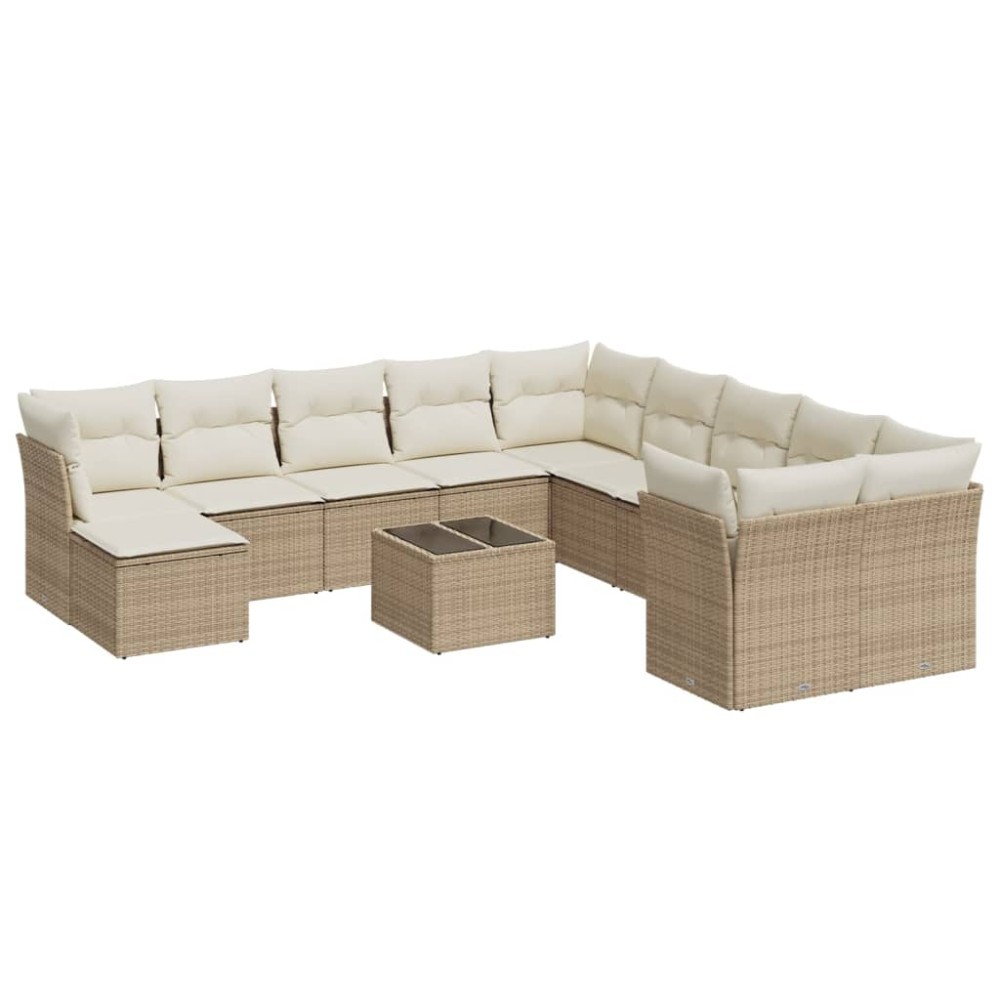 vidaXL Set canapele de grădină cu perne, 12 piese, bej, poliratan
