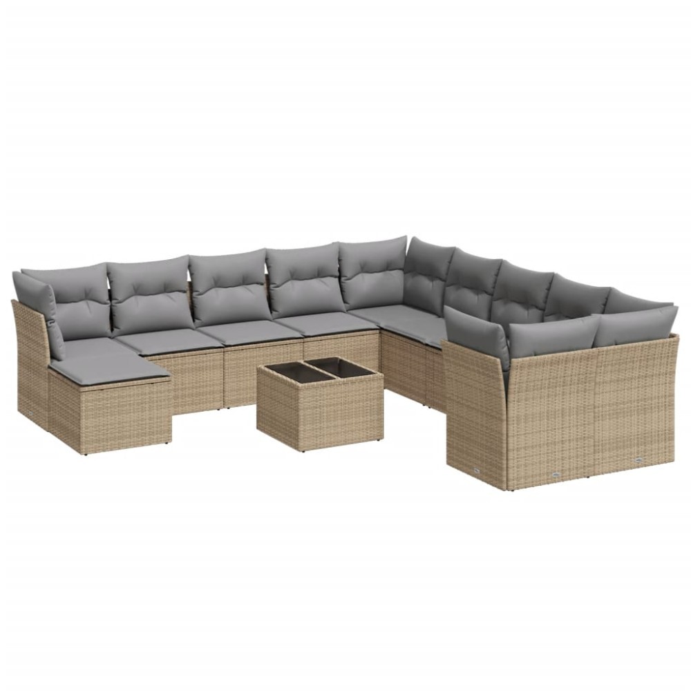 vidaXL Set canapele de grădină cu perne, 12 piese, bej, poliratan