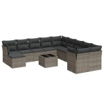 vidaXL Set canapea de grădină cu perne, 12 piese, gri, poliratan