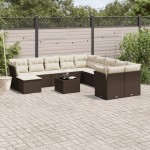 vidaXL Set canapele de grădină cu perne, 12 piese, maro, poliratan vidaXL Set canapele de grădină cu perne, 12 piese, maro, poliratan