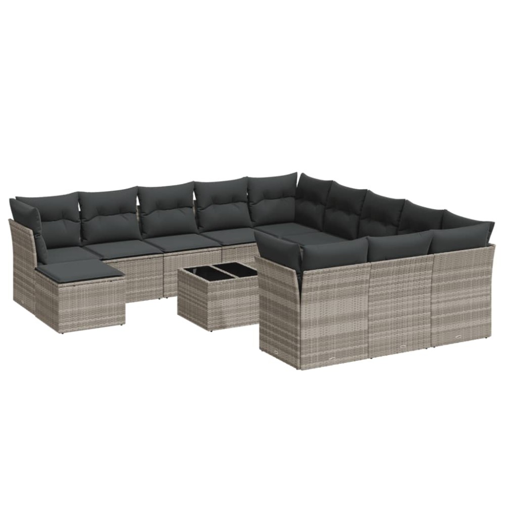 vidaXL Set canapele de grădină cu perne, 13piese gri deschis poliratan